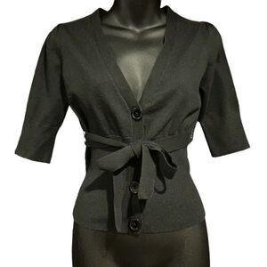 Take Out Black Half Length Cardigan Sweater Junior’s Medium